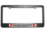 Mississippi Love with Hearts License Plate Tag Frame
