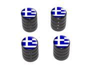 Greece Greek Flag Tire Rim Wheel Valve Stem Caps Black