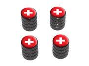 Switzerland Swiss Flag Tire Rim Wheel Valve Stem Caps Black