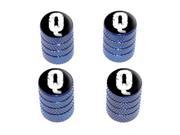Q Letter Distressed Tire Rim Wheel Valve Stem Caps Blue