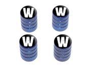 W Letter Distressed Tire Rim Wheel Valve Stem Caps Blue