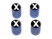 X Letter Distressed Tire Rim Wheel Valve Stem Caps Blue