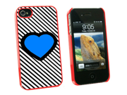 Big Blue Love Black Stripes Snap On Hard Protective Case for Apple iPhone 4 4S Red