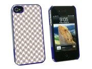 Preppy Houndstooth White Gray Snap On Hard Protective Case for Apple iPhone 4 4S Blue