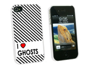 I Love Heart Ghosts Snap On Hard Protective Case for Apple iPhone 4 4S White