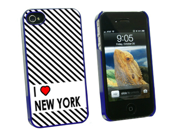 I Love Heart New York Snap On Hard Protective Case for Apple iPhone 4 4S Blue