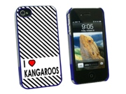 I Love Heart Kangaroos Snap On Hard Protective Case for Apple iPhone 4 4S Blue