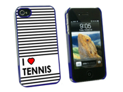 I Love Heart Tennis Snap On Hard Protective Case for Apple iPhone 4 4S Blue