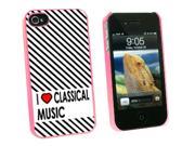 I Love Heart Classical Music Snap On Hard Protective Case for Apple iPhone 4 4S Pink