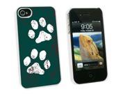 Paw Prints Distressed Teal Snap On Hard Protective Case for Apple iPhone 4 4S White