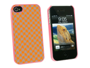Preppy Houndstooth Orange Gray Snap On Hard Protective Case for Apple iPhone 4 4S Pink