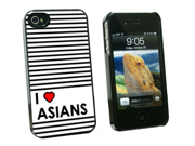 I Love Heart Asians Snap On Hard Protective Case for Apple iPhone 4 4S Black