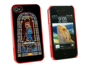 Stained Glass Window Church Religious Snap On Hard Protective Case for Apple iPhone 4 4S Red