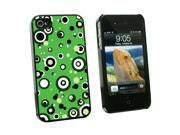 Circles Dots Green Snap On Hard Protective Case for Apple iPhone 4 4S Black
