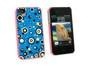 Circles Dots Blue Yellow Snap On Hard Protective Case for Apple iPhone 4 4S Pink