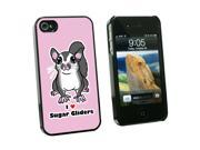 Sugar Glider I Love Heart Pet Animal Cute On Pink Snap On Hard Protective Case for Apple iPhone 4 4S Black