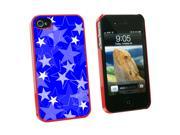 Stars Blue Snap On Hard Protective Case for Apple iPhone 4 4S Red