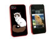 Persian Cat Himalayan Color Points on Black Pet Snap On Hard Protective Case for Apple iPhone 4 4S Red