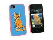 Tabby Cat Orange On Blue Pet Snap On Hard Protective Case for Apple iPhone 4 4S Pink