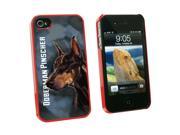 Doberman Pinscher Red On Blue Dog Pet Snap On Hard Protective Case for Apple iPhone 4 4S Red