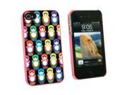 Russian Nesting Dolls on Black Snap On Hard Protective Case for Apple iPhone 4 4S Pink