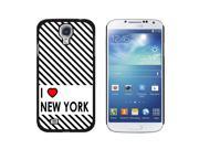 I Love Heart New York Diagonal Stripes Snap On Hard Protective Case for Samsung Galaxy S4 Black