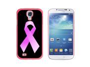 Breast Cancer Pink Ribbon on Black Snap On Hard Protective Case for Samsung Galaxy S4 Pink