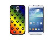 Paw Prints on Parade Rainbow Snap On Hard Protective Case for Samsung Galaxy S4 Black