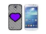 Big Purple Heart Love Black Stripes Snap On Hard Protective Case for Samsung Galaxy S4 Black