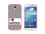 I Love Heart Tattoos Snap On Hard Protective Case for Samsung Galaxy S4 Pink
