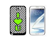 I Love You Big Green Heart Black Stripes Snap On Hard Protective Case for Samsung Galaxy Note II 2 Black