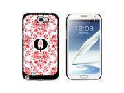 Letter Q Initial Damask Elegant Red Black White Snap On Hard Protective Case for Samsung Galaxy Note II 2 Black