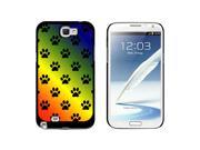 Paw Prints on Parade Rainbow Snap On Hard Protective Case for Samsung Galaxy Note II 2 Black
