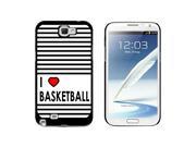 I Love Heart Basketball Snap On Hard Protective Case for Samsung Galaxy Note II 2 Black