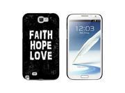 Faith Hope Love Distressed Inspirational Snap On Hard Protective Case for Samsung Galaxy Note II 2 Black