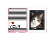 I Love Heart Violin Snap On Hard Protective Case for Apple iPad 2 3 4 Pink