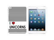 I Love Heart Unicorns Snap On Hard Protective Case for Apple iPad Mini White