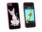 Sphynx Cat On Black Pet Snap On Hard Protective Case for Apple iPhone 5 Pink
