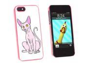 Sphynx Cat On White Pet Snap On Hard Protective Case for Apple iPhone 5 Pink