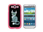 Tabby Cat Gray Grey On Black Pet Snap On Hard Protective Case for Samsung Galaxy S3 Pink