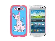 Sphynx Cat On Blue Pet Snap On Hard Protective Case for Samsung Galaxy S3 Pink
