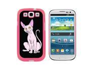Sphynx Cat On Black Pet Snap On Hard Protective Case for Samsung Galaxy S3 Pink