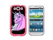 Unicorn on Black Snap On Hard Protective Case for Samsung Galaxy S3 Pink