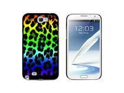 Leopard Spots Animal Print Rainbow Snap On Hard Protective Case for Samsung Galaxy Note II 2 Black