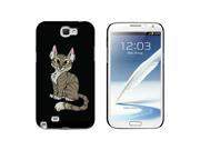 Tabby Cat Brown On Black Pet Snap On Hard Protective Case for Samsung Galaxy Note II 2 Black