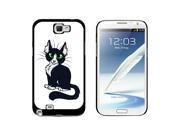 Black White Cat On White Snap On Hard Protective Case for Samsung Galaxy Note II 2 Black