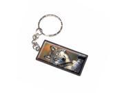 Gray Wolf with Fall Background Keychain Key Chain Ring