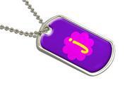 Letter J Initial Flower Military Dog Tag Luggage Keychain