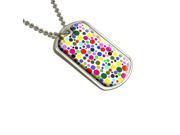 Rainbow Polka Dots White Military Dog Tag Keychain