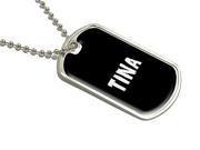 Tina Name Military Dog Tag Luggage Keychain